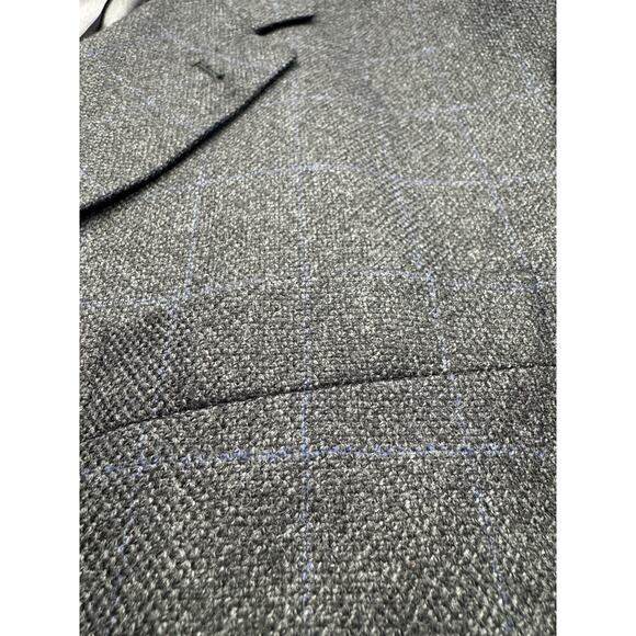 Charcoal Windowpane‎ Stafford Executive Wool Cashmere Blazer Sport Coat 48R - Picture 8 of 8